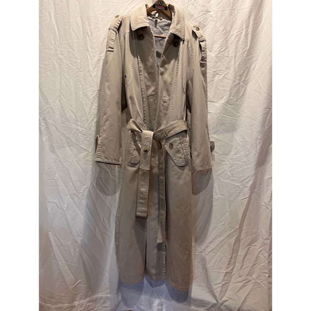 VTG Luxador Trenchcoat Raincoat Beige Stone Full Length Mens 90s Y2K Sz 50